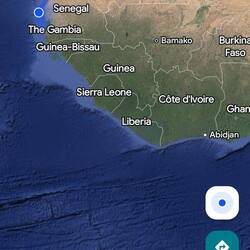 We've made it round to the far west of Africa. Next stop, the Canary Islands.
