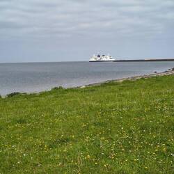 Blick auf die Fähre nach Dänemark
