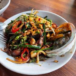 XO seafood stir fry. Least favorite dish