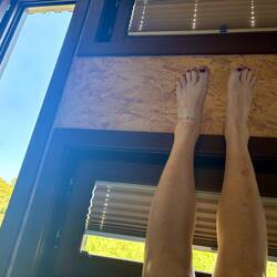 The calves are much looser today, but now the ankles hurt. This is supposed to help post hike.