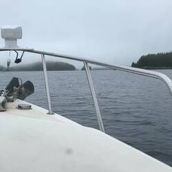 Behind some islands. But Blunden Harbor is in the next islands. This is the Raynor Group.