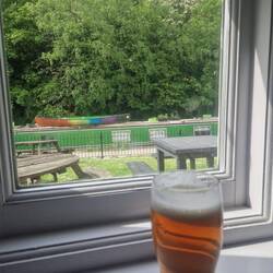 Will enjoyed a steak lunch at the Kingfisher with a view of Rainboat.