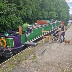 Bit of a gap between the stern & bank. Whiskers wasn't impressed being so close to civilisation.