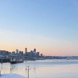 Seattle dock and Mt Rainier