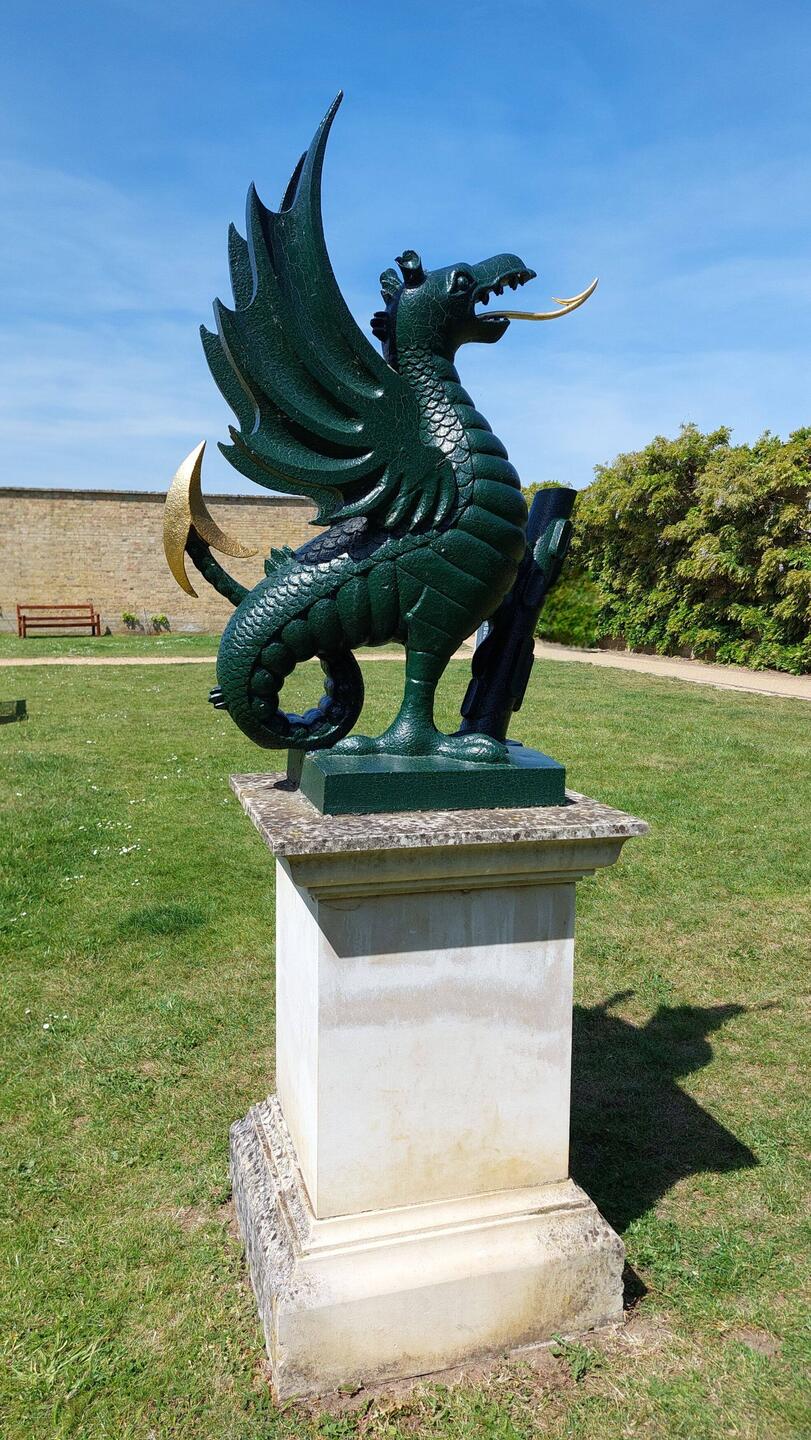 Wyven Statue; a wyvern was the emblem of the de Grey family