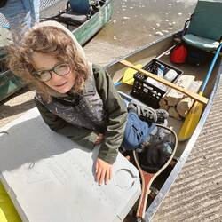Cassie and I take on this additional paddler in our boat.