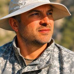 Brice thinking about how he's going to keep us all from tipping over the canoe.