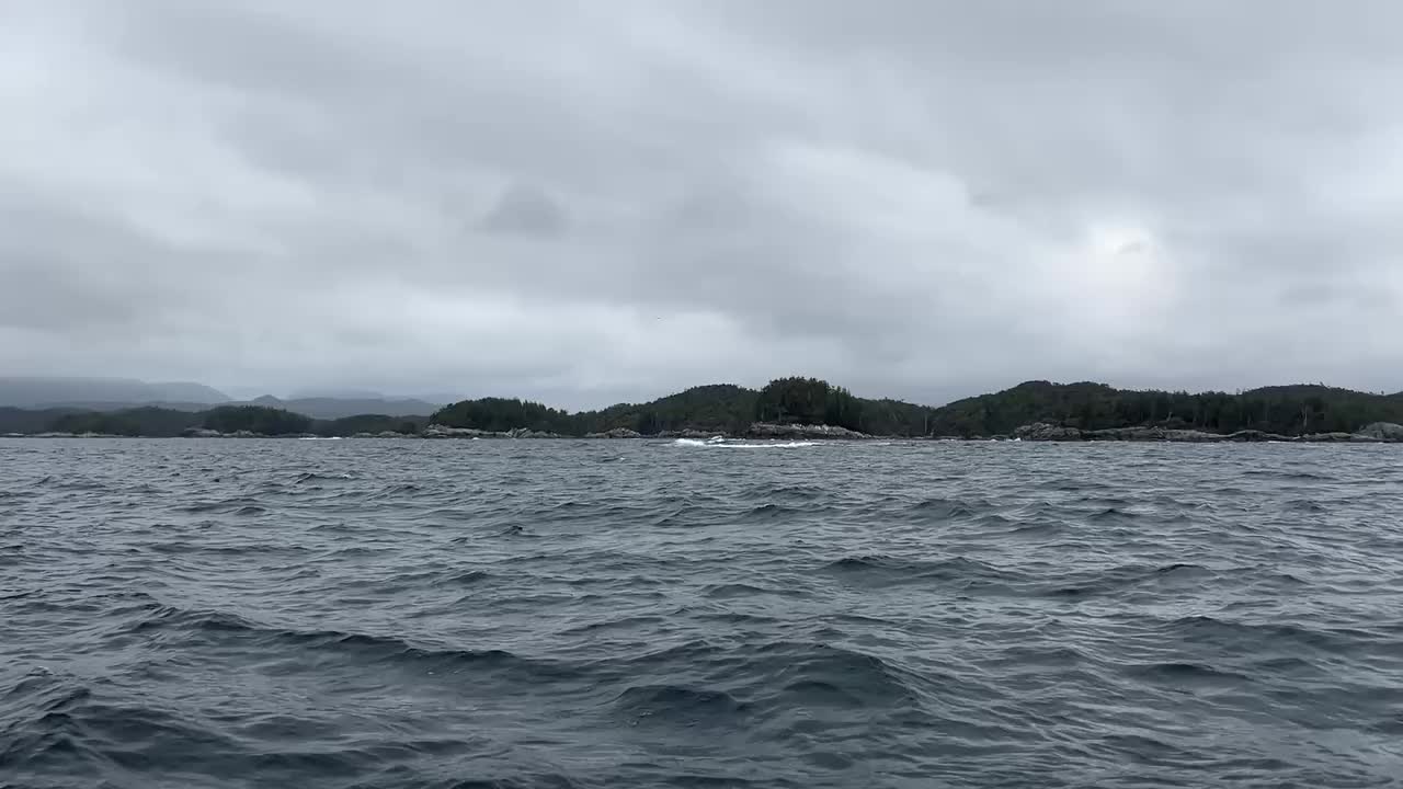 Video of water exploding on shoal just beneath surface near Morphy Rock just off Mcewan Pt.