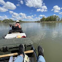 The Kelly & Brice boat had two fishing poles in action most of the time.