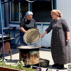 Farm women preparing our lunch