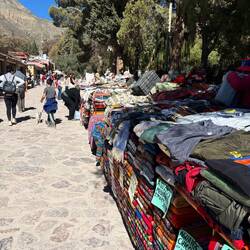 Stacks of textiles for sale in the square