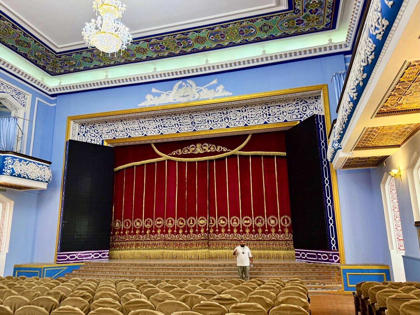 Ilhom ready to tell his story in the Arbob Cultural Palace