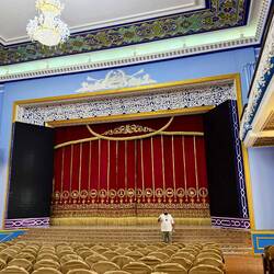 Ilhom ready to tell his story in the Arbob Cultural Palace