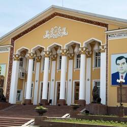 President's image (right) on the Arbob Cultural Palace