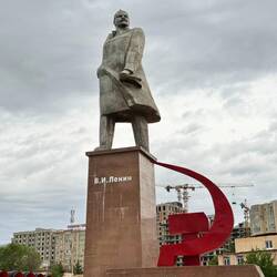 Lenin statue originally located on the city's main square but moved to a back area in 2011