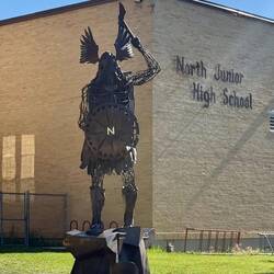 A pretty epic mascot for a junior high, no? Fun fact: I won the district spelling bee here in 1983.
