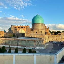 Bibi-Khanym Mosque from rooftop dinner restaurant