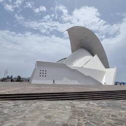 Another shot showing the cantilever 'wave' roof.
