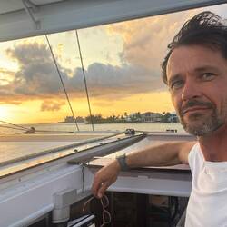 Leaving Nassau at dusk.