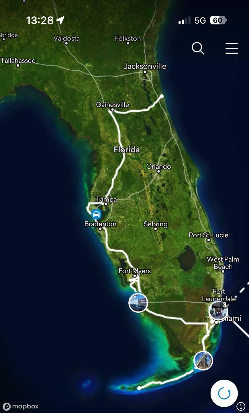Unsere bisherige Route
