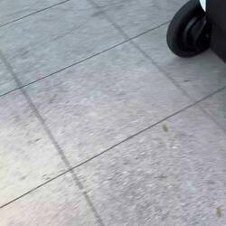The little fella off on a food delivery