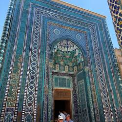 Shah-i-Zinda ("Place of a Living King"), a carefully a restored complex of tiled mausoleums
