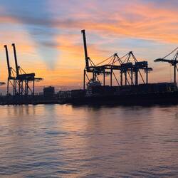 Sunrise as we dock in Port Klang (30 miles and about 1.5 hours from KL)