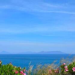 Blick auf die liparischen Inseln, Isole Eolie