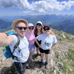 Selfie on top of the world (alpine orphan twins)
