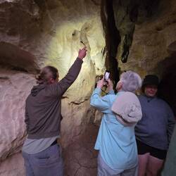 Sid pointing out ancient wall art