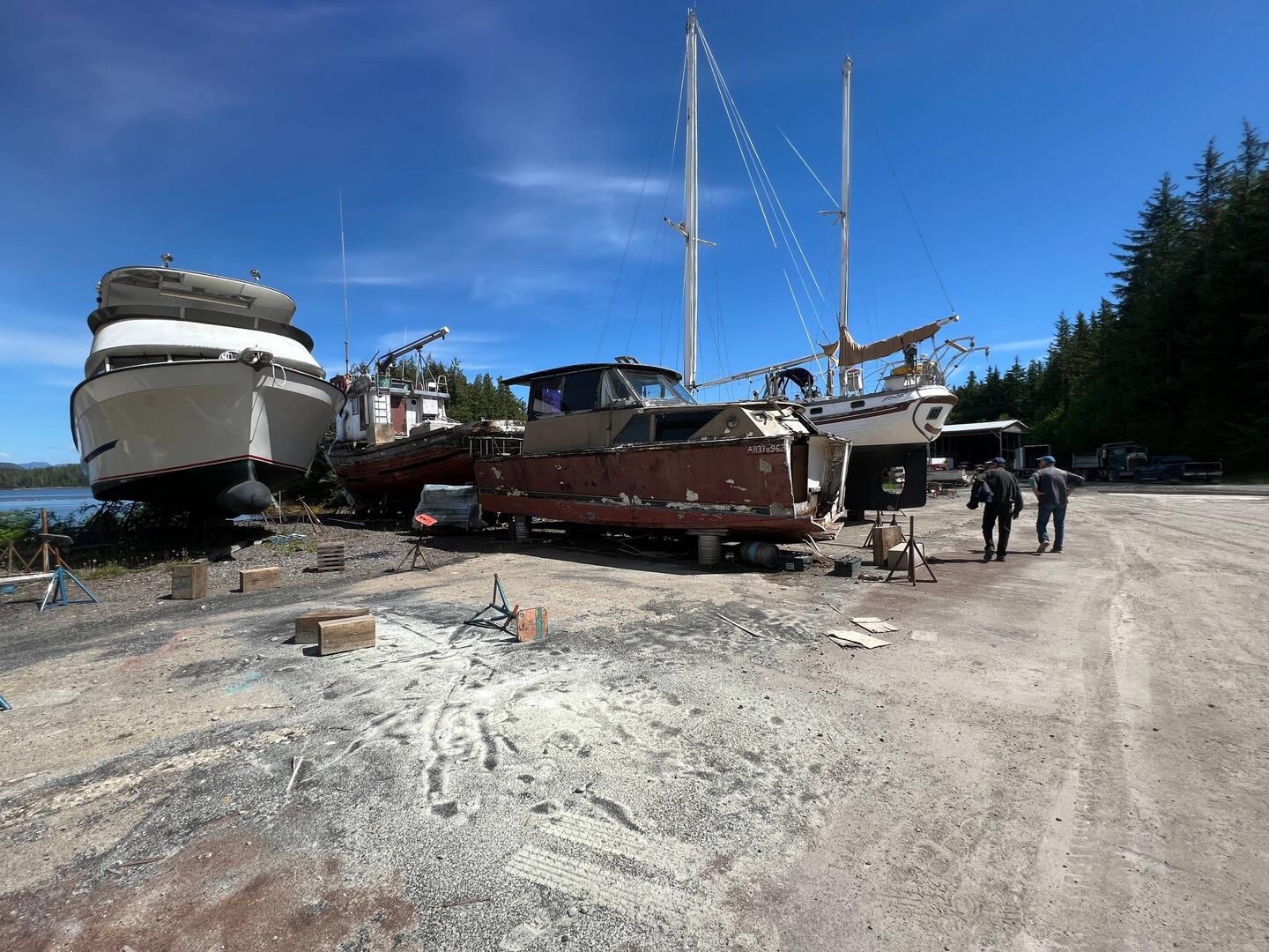 Some boats in the Shearwater Marine work yard.