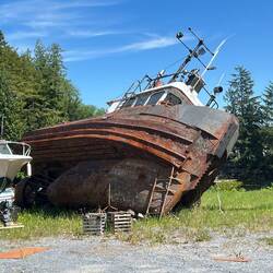 Some boats in the Sherwater Marine work yard.