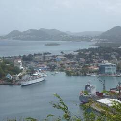Castries harbour and view north to Pigeon Island