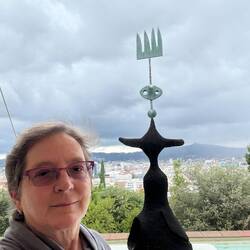 This statue overlooks Barcelona