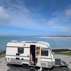 Unser Stellplatz auf North Uist, Clachan Sands