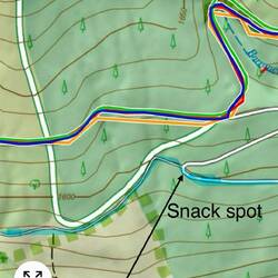 Wide white line = firebreak ... Orange line = TransAndalus ... Blue line = our route today