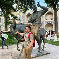 Statue of Nasrudin, a legendary fool and vehicle for telling satirical tales