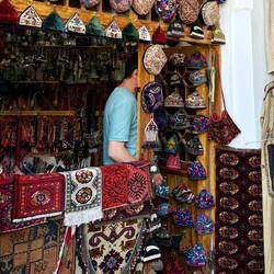 Embroidered hat shop in a trading dome