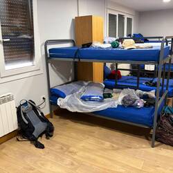 Municipal Alburgue. Mixed dorm. It's not full, so I moved to a bottom bunk.