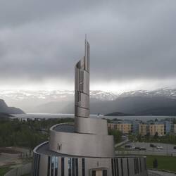Nordlichtkathedrale von unserem Hotelzimmer aus gesehen