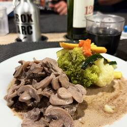 Und wie immer kann sich das Steak sehen lassen