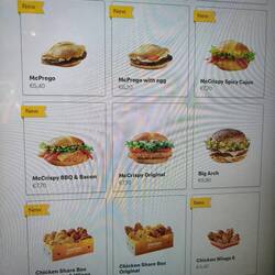 Different food on the menu