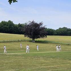Die Altherren von Ide Hill spielen Cricket in der prallen Sonne