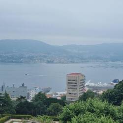 Ria Vigo, the Vigo estuary. Our ship is still there.
