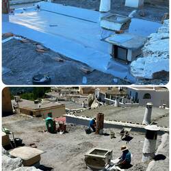 Top: rubber sheeting. Bottom: launa added. Two weeks' worth of work.