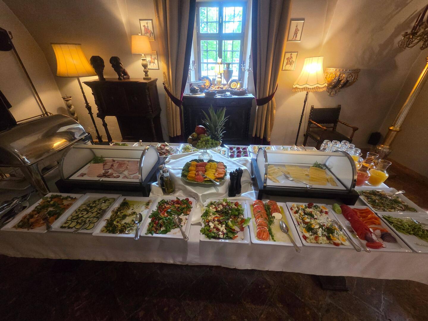 Breakfast buffet with lots of salads