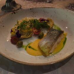 Salmon with artichokes and cous cous