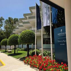 Pretty entrance to our hotel in Jerez, Spain.