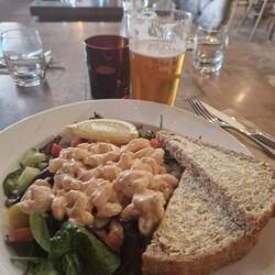 A summery prawn salad at the Waggon Inn. Tasty but quite expensive.