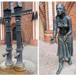 rechts: Grete Minde, als Hexe verbrannt